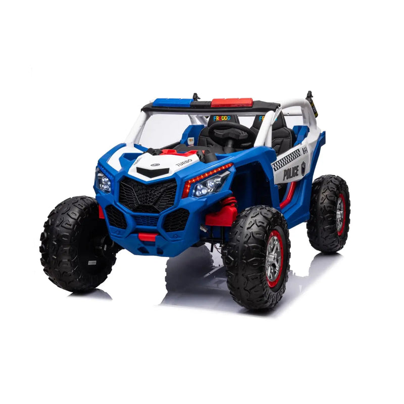 24V Freddo Storm Police UTV 2-Seater for Kids with Lights & Sirens for Action-Packed Adventures